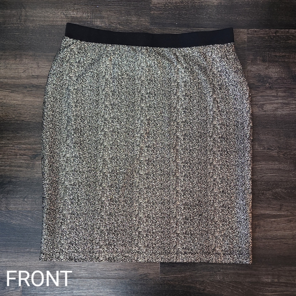 Black and Gold Glitter Stretch Pencil/Midi Skirt